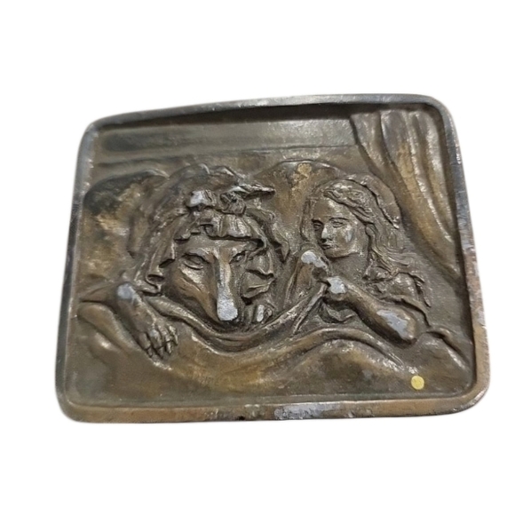 Vintage 1970s Indiana Metal Craft Little Red Riding Hood Bad Wolf Belt Buckle - Picture 1 of 6
